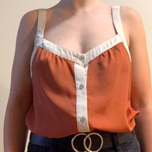 burnt orange faux silk midi tank